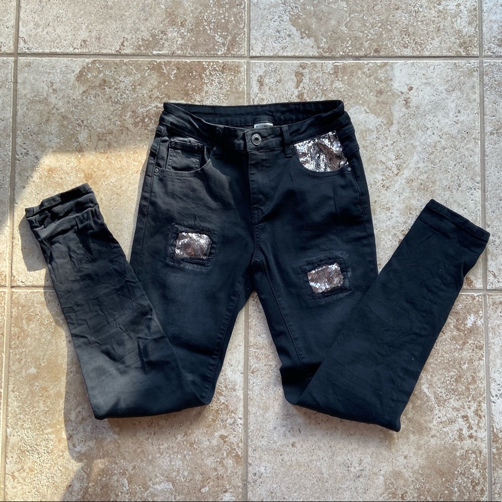 Vintage 2YK Black Denim Jeans with Sequins